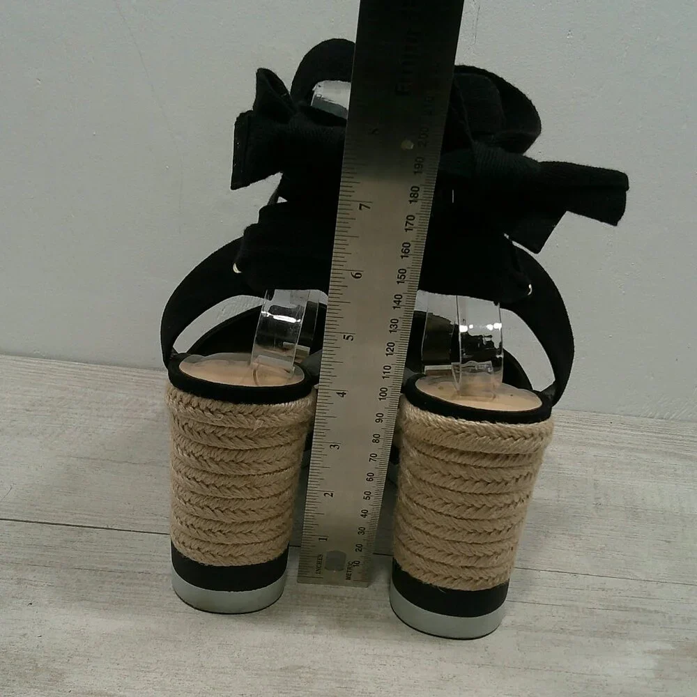 JLO Jalina Espadrille Wedge Sporty Black & White Sandal Size 10 M